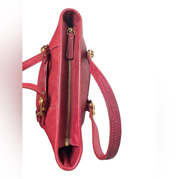 Vintage COACH 9846 Shoulder Bag Red Leather Small Legacy Hampton Tote 90s - Picture 13 of 16